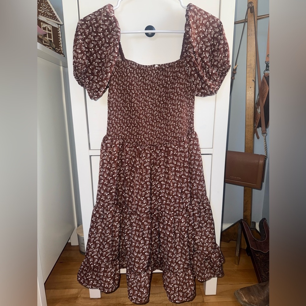 Amazon Brown Floral Long Sleeve Dress